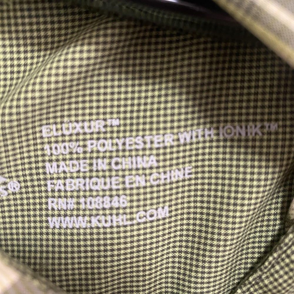 Kuhl Eluxor Ionik Shirt Mens L Green Plaid Short Sleeve Button Up Hiking Outdoor - Picture 3 of 11